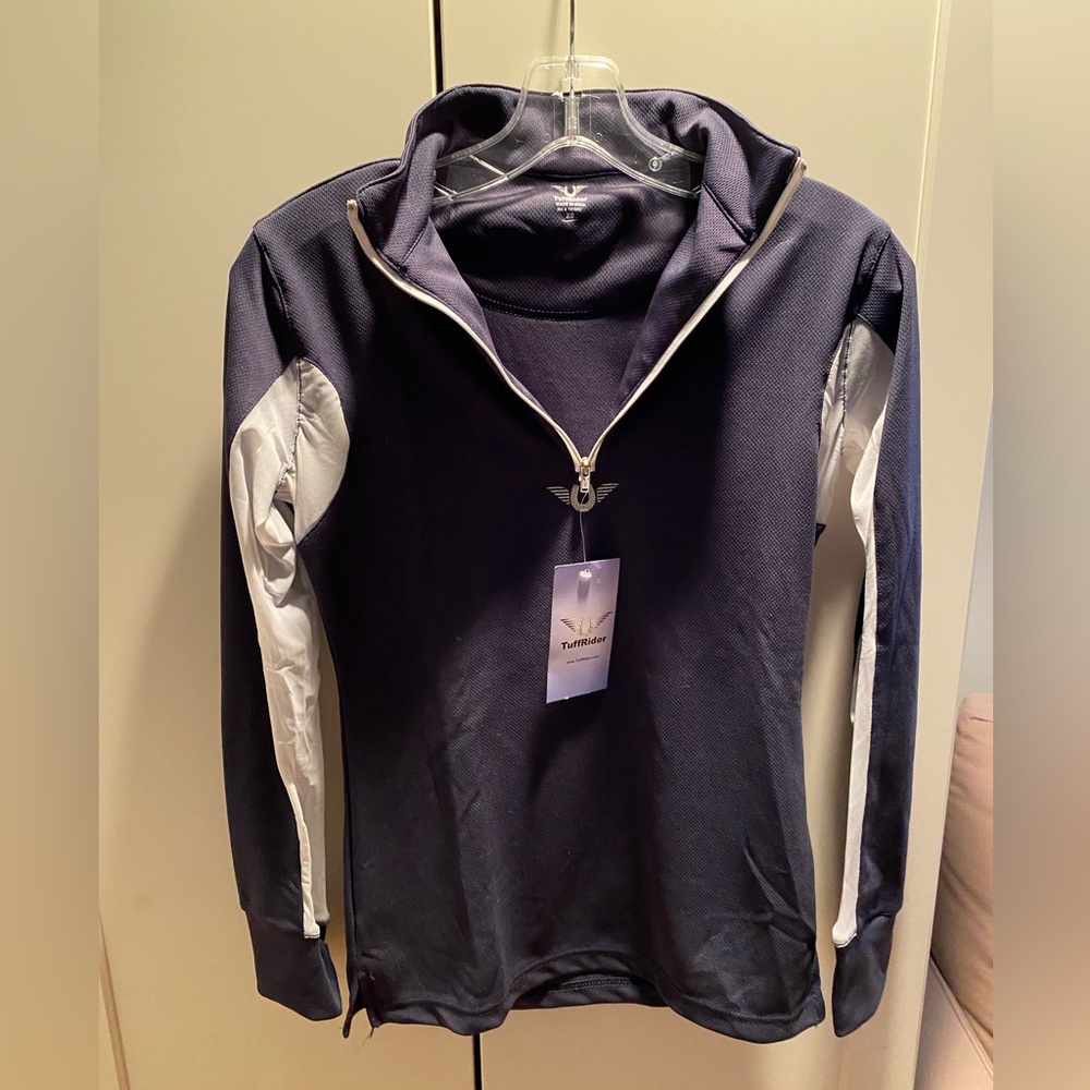 TuffRider Womens XS Ventilated Long Sleeve Sport Shirt w/ Mesh, navy, NWT